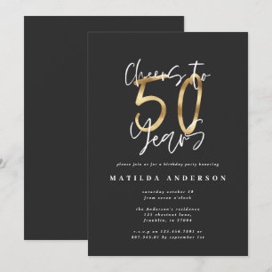 Salutations à 50 ans noir et or moderne design