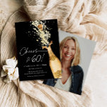 Salutations à 60 Anniversaire Photo Invitation<br><div class="desc">Portons un toast à 60 ans ! Pop the Bubbly avec notre carte d'invitation d'anniversaire à thème champagne. Emmenez votre plus proche et le plus cher pour célébrer cette occasion joyeuse avec des boules de boules de boulets et de boules de champagne. Voici 60 ans d'émerveillement et de magie -...</div>