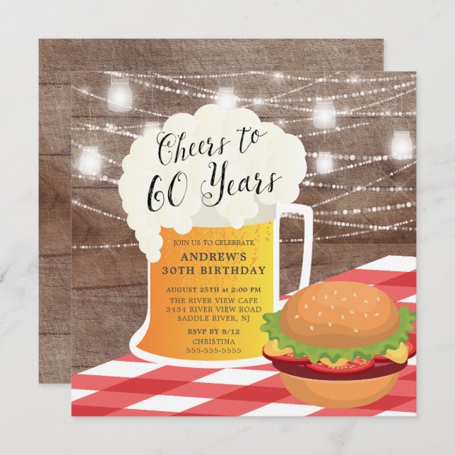 Salutations à 60 ans Anniversaire Invitation (Devant / Derrière)