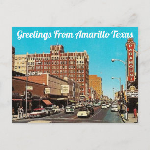 Salutations d'Amarillo Texas Carte Postale Ancienn