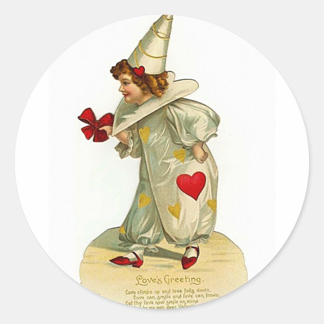 Salutations d'amour - autocollant valentine vintag (Devant)