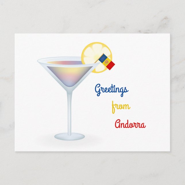 Salutations d'Andorre Cocktail Drapeau Carte de va (Devant)