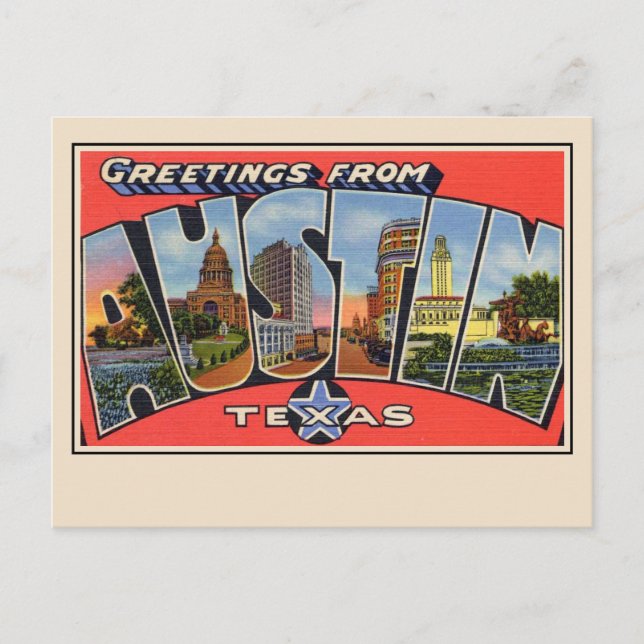 Salutations d'Austin Texas Carte postale à grandes (Devant)