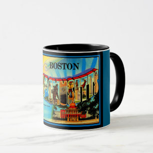 Salutations de Boston Retro Postcard Mug