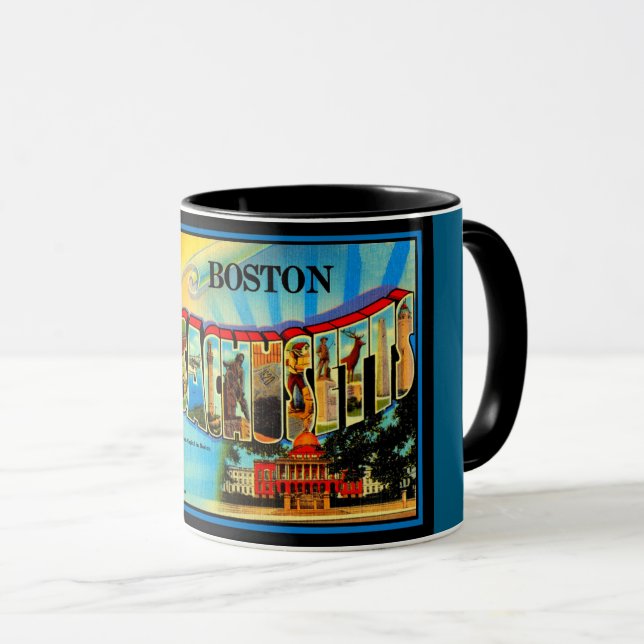 Salutations de Boston Retro Postcard Mug (Devant droit)