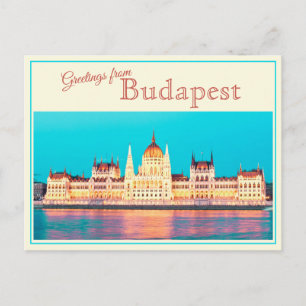Salutations de Budapest Carte Postale Vintage
