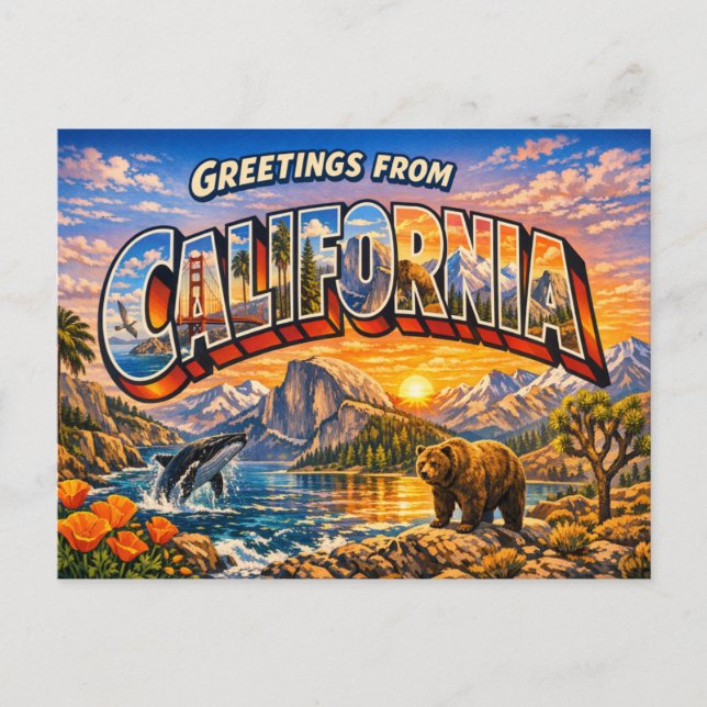 Salutations de Californie sur carte postale  (Devant)