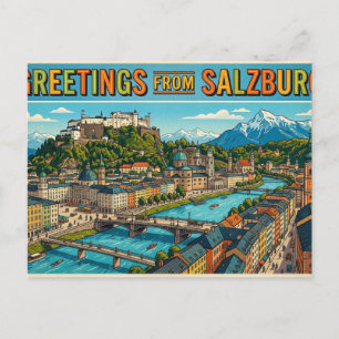 Salutations de carte postale vintage de Salzbourg