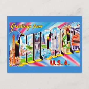 Salutations de Chicago Carte postale colorée folle