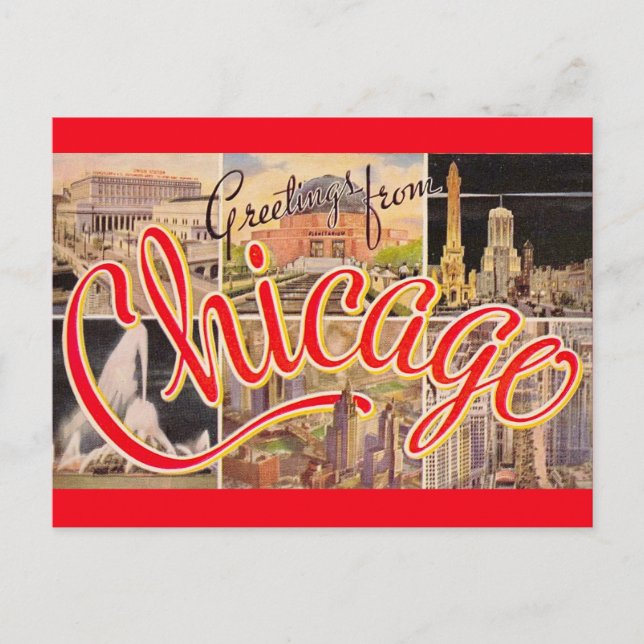 Salutations de Chicago Carte postale vintage (Devant)