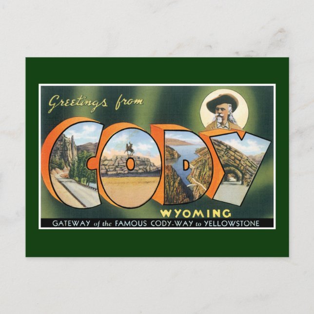 Salutations de Cody, Wyoming ! Carte postale vinta (Devant)