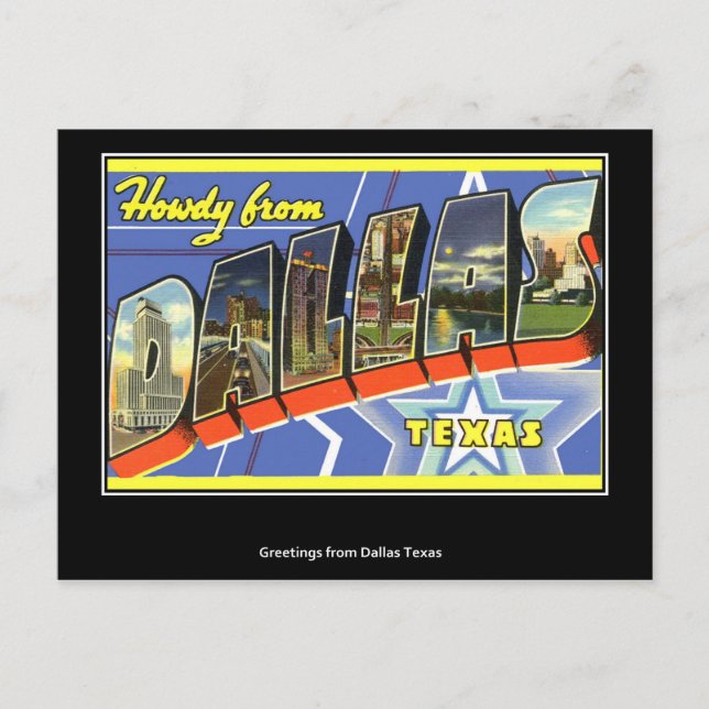 Salutations de Dallas Carte postale vintage (Devant)