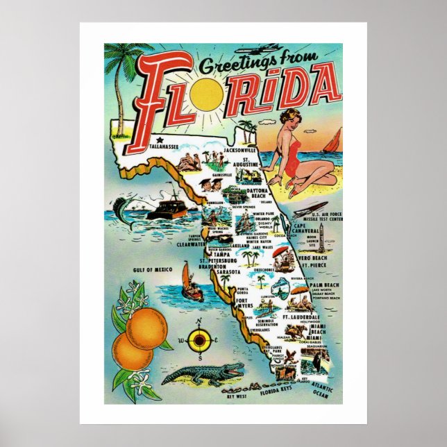 Salutations De Floride 20x28 Poster Imprimer (Devant)
