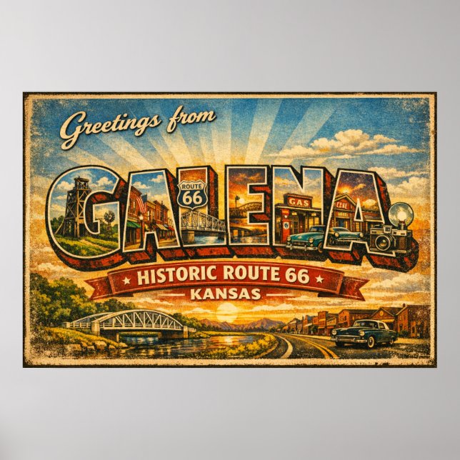 Salutations de Galena Kansas Route 66 Affiche (Devant)