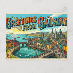 Salutations de Galway Carte postale de voyage vint