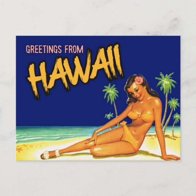 Salutations de Hawaii Vintage Style carte postale (Devant)