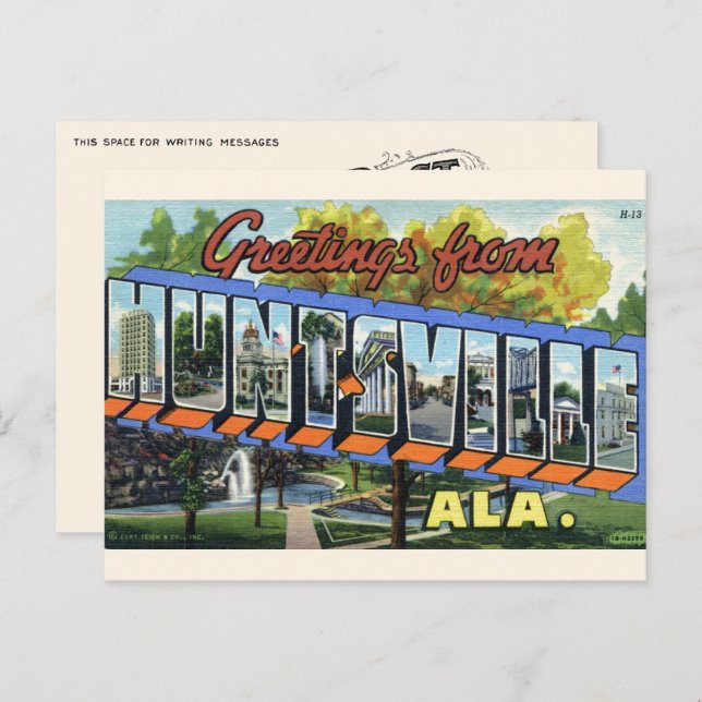 Salutations de Huntsville, AL Carte postale (Devant / Derrière)