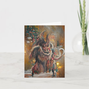 Salutations de Krampus, carte pliée 4" x 5,6".