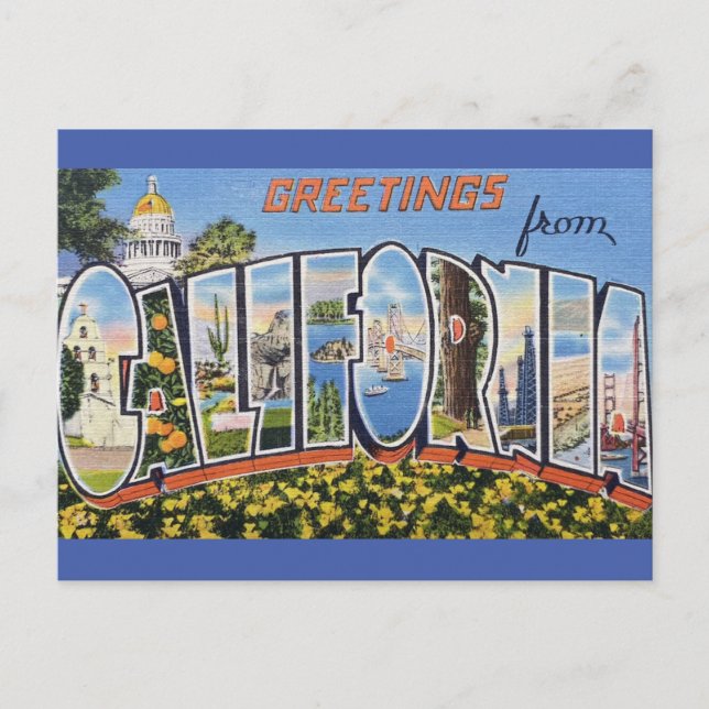 Salutations de la carte postale de voyage de Calif (Devant)