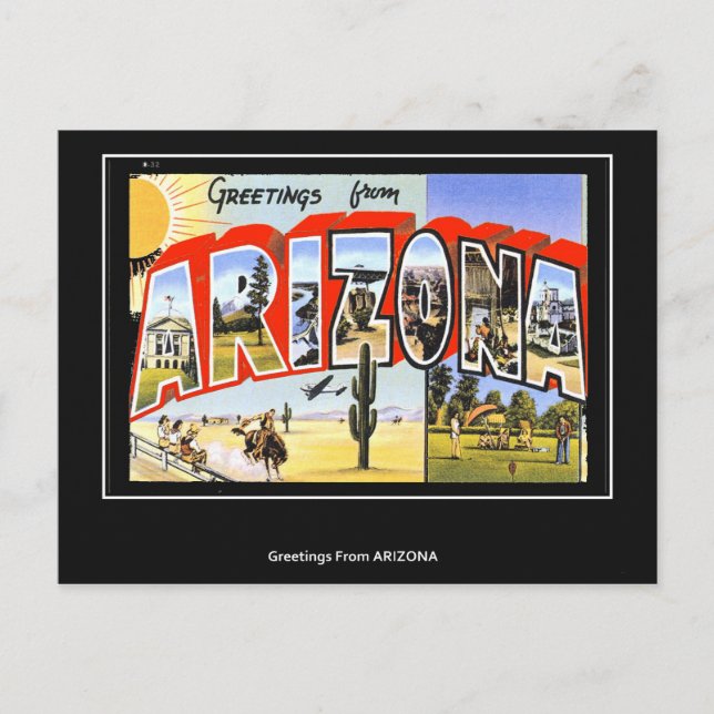 Salutations de la carte postale Vintage Arizona (Devant)