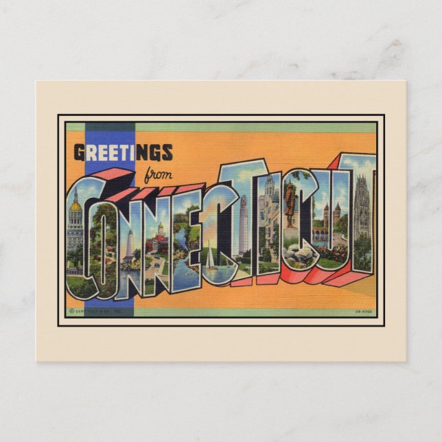 Salutations de la carte postale Vintage Connecticu (Devant)