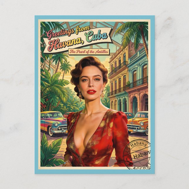 Salutations de La Havane Cuba Carte postale vintag (Devant)