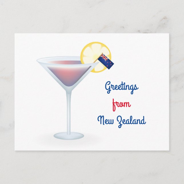 Salutations de la Nouvelle-Zélande Cocktail Carte  (Devant)