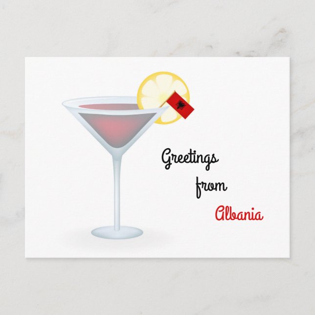 Salutations De L'Albanie Cocktail Carte de Vacance (Devant)