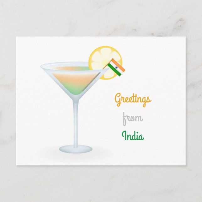 Salutations de l'Inde Cocktail Drapeau Carte de va (Devant)