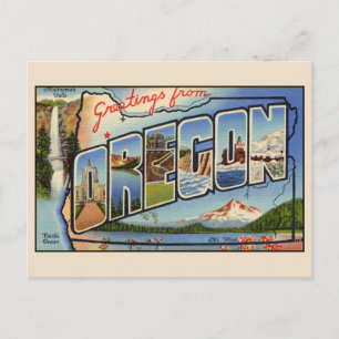 Salutations de l'Oregon Grande Carte Postale Lettr