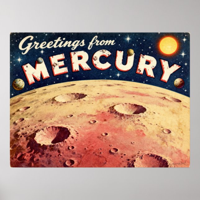 Salutations de Mercury Retro Sci-Fi Poster (Devant)