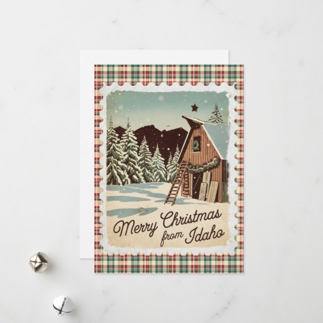 Salutations de Noël de la carte de vacances Idaho (Devant/Arrière en situation)