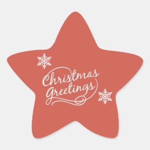 Salutations de Noël Rouges Avec Stickers Snowflake