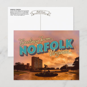 Salutations de Norfolk, VA Carte postale