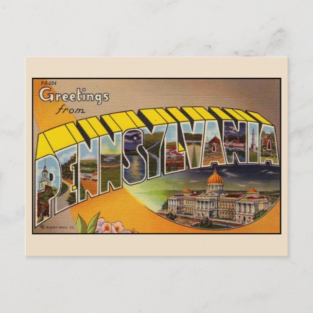 Salutations de Pennsylvanie Carte postale grand fo (Devant)