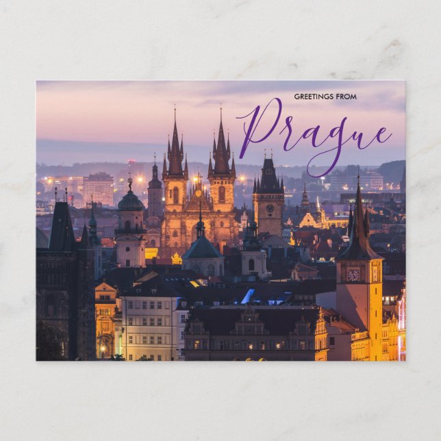 Salutations de Prague Carte postale paysagère Tchè (Devant)