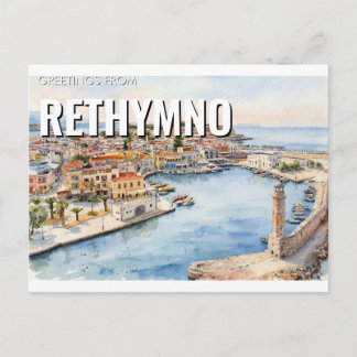 Salutations de Rethymno, Grèce Carte postale de vo
