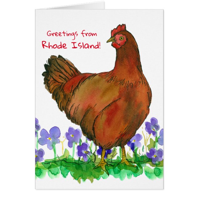 Salutations De Rhode Island Red Hen Watercolor (Devant)
