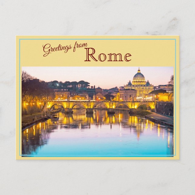 Salutations de Rome, Italie Carte Postale Vintage (Devant)