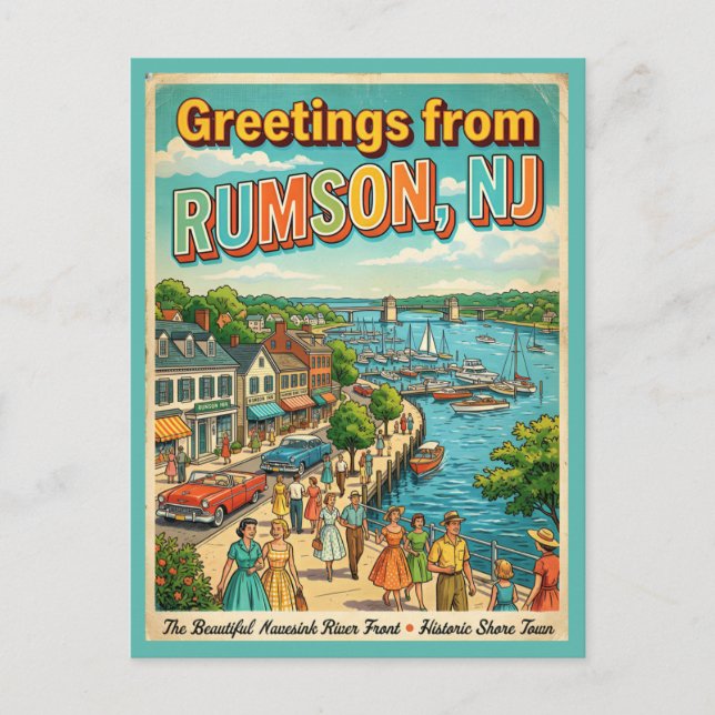 Salutations de Rumson NJ Carte Postale Rétro (Devant)