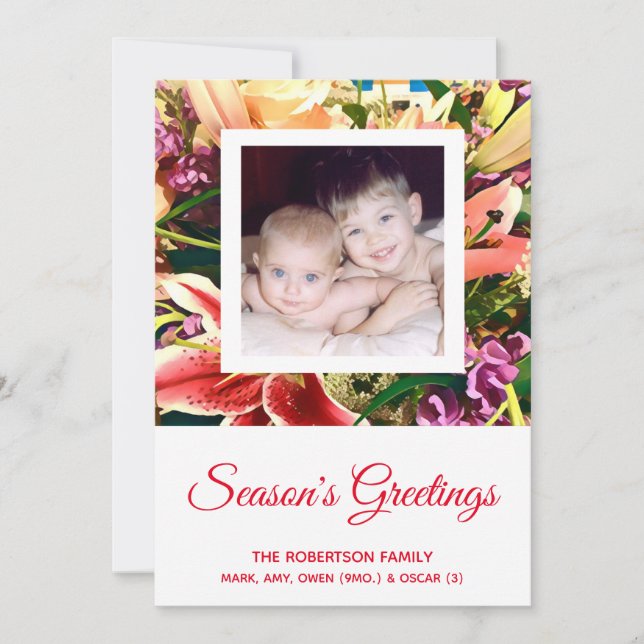 Salutations de saison Carte de Noël de Bouquet de  (Devant)
