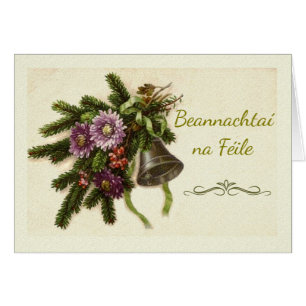 Salutations de saison Irish Gaelic Vintage Greens