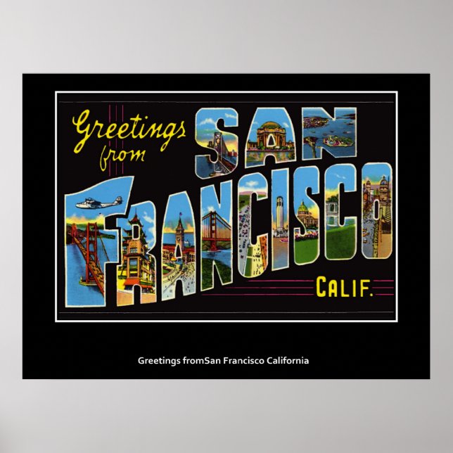 Salutations de San Francisco Californie Affiche (Devant)