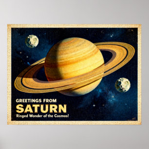 Salutations de Saturn Retro Sci-Fi Poster