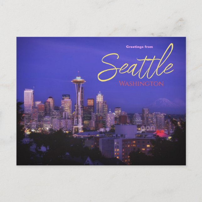 Salutations de Seattle, carte postale de Washingto (Devant)