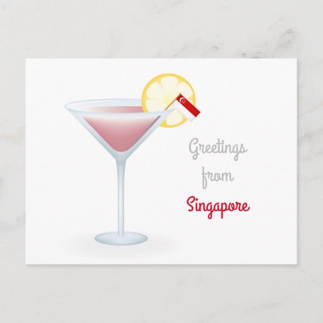 Salutations De Singapour Cocktail Carte Postale (Devant)