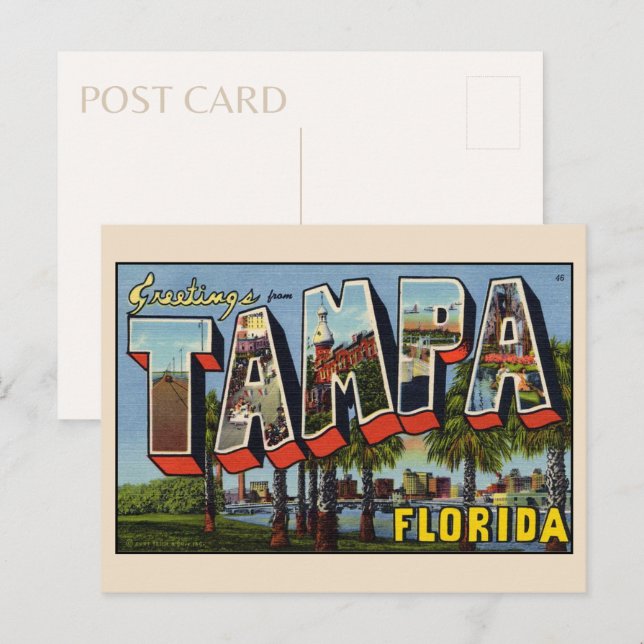 Salutations de Tampa Floride Carte postale vintage (Devant / Derrière)