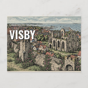 Salutations de Visby, Suède Carte postale de voyag