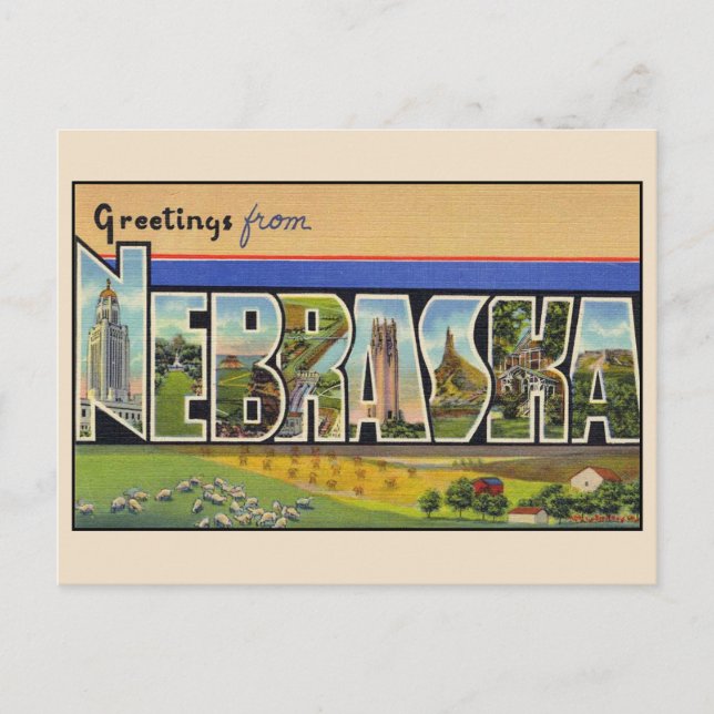 Salutations du Nebraska - Carte postale à grandes  (Devant)
