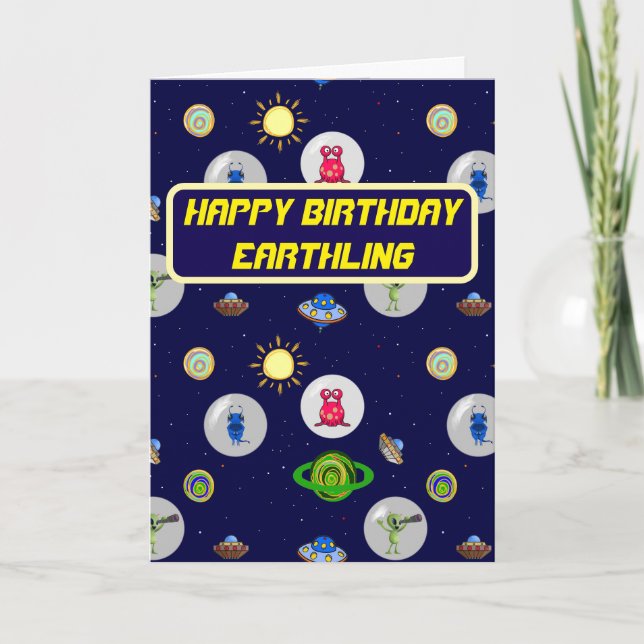 Salutations Earthling Bonne carte d'anniversaire (Devant)
